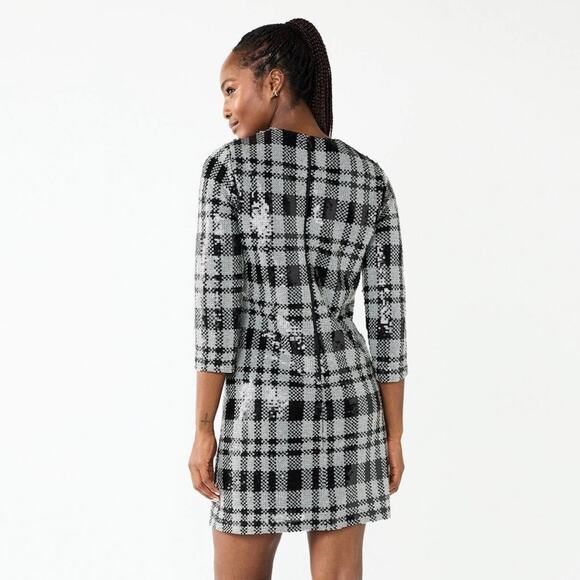 Draper James Plaid Sequin Crewneck Shift Dress NWT - Picture 6 of 11